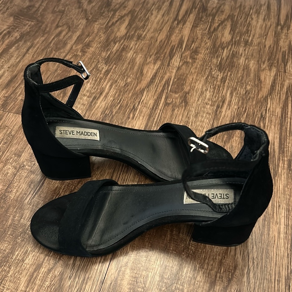 Steve Madden Irenee Black Suede Ankle Strap Sandal